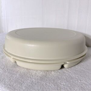 Vintage Tupperware Light Beige Serving Center Set Divided Serving Tray